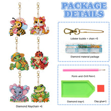 Load image into Gallery viewer, 6Pcs Acrylic Double Sided Animal Family Diamond Art Keyring for Beginners Adults
