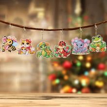 Load image into Gallery viewer, 6Pcs Acrylic Double Sided Animal Family Diamond Art Keyring for Beginners Adults