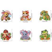 Load image into Gallery viewer, 6Pcs Acrylic Double Sided Animal Family Diamond Art Keyring for Beginners Adults