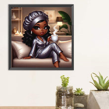 Load image into Gallery viewer, Diamond Painting - Full Round - black girl at home (30*30CM)