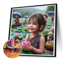 Load image into Gallery viewer, Diamond Painting - Full Round - lotus girl (30*30CM)