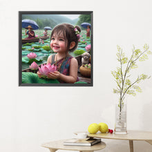 Load image into Gallery viewer, Diamond Painting - Full Round - lotus girl (30*30CM)