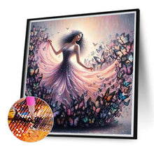 Load image into Gallery viewer, Diamond Painting - Full Round - butterfly skirt girl (40*40CM)