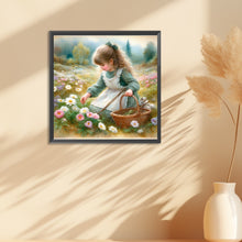 Load image into Gallery viewer, Diamond Painting - Full Round - girl picking flowers (30*30CM)