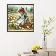 Load image into Gallery viewer, Diamond Painting - Full Round - girl picking flowers (30*30CM)