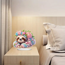 Load image into Gallery viewer, Acrylic Flower Sloth Parrot Cat Dragon Table Top Diamond Painting Ornament Kits