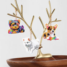 Load image into Gallery viewer, 5Pcs Double Sided Puppy Feather Full Drill Keyring for Home Birthday Party Decor