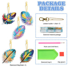 Load image into Gallery viewer, 5Pcs Double Sided Puppy Feather Full Drill Keyring for Home Birthday Party Decor