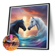 Load image into Gallery viewer, Diamond Painting - Full Round - black and white horse (30*30CM)