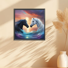 Load image into Gallery viewer, Diamond Painting - Full Round - black and white horse (30*30CM)