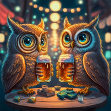 Load image into Gallery viewer, Diamond Painting - Full Round - Owl drinking drink (30*30CM)