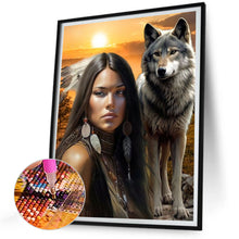 Load image into Gallery viewer, Diamond Painting - Full Round - woman and wolf (30*40CM)