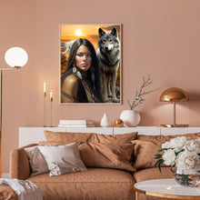 Load image into Gallery viewer, Diamond Painting - Full Round - woman and wolf (30*40CM)