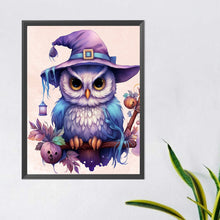 Load image into Gallery viewer, Diamond Painting - Full Round - owl wearing hat (40*50CM)