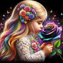 Load image into Gallery viewer, Diamond Painting - Full Round - Colorful roses and girl (30*30CM)