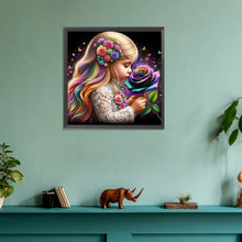 Load image into Gallery viewer, Diamond Painting - Full Round - Colorful roses and girl (30*30CM)