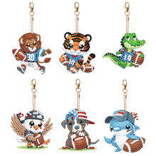 Load image into Gallery viewer, 6Pcs Full Drill Keyring Animal Double Sided Rhinestone Painting Keychain Pendant