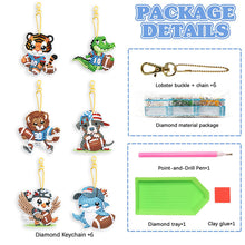Load image into Gallery viewer, 6Pcs Full Drill Keyring Animal Double Sided Rhinestone Painting Keychain Pendant