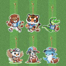 Load image into Gallery viewer, 6Pcs Full Drill Keyring Animal Double Sided Rhinestone Painting Keychain Pendant
