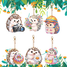 Load image into Gallery viewer, 6Pcs Full Drill Keyring Animal Double Sided Rhinestone Painting Keychain Pendant