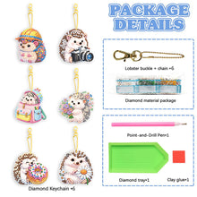 Load image into Gallery viewer, 6Pcs Full Drill Keyring Animal Double Sided Rhinestone Painting Keychain Pendant