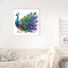 Load image into Gallery viewer, Diamond Painting - Partial Special Shaped - Peacock in full bloom (30*30CM)
