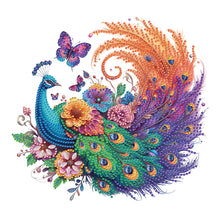 Load image into Gallery viewer, Diamond Painting - Partial Special Shaped - Peacock and flower butterfly (30*30CM)