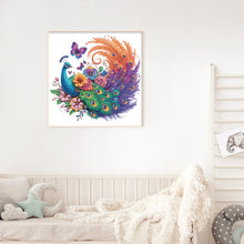 Load image into Gallery viewer, Diamond Painting - Partial Special Shaped - Peacock and flower butterfly (30*30CM)