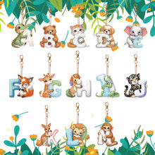 Load image into Gallery viewer, 13Pcs Double Sided Special Shaped Letter Animal Full Drill Keyring for Beginners