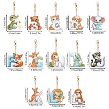 Load image into Gallery viewer, 13Pcs Double Sided Special Shaped Letter Animal Full Drill Keyring for Beginners