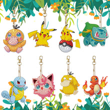 Load image into Gallery viewer, 8Pcs Acrylic Double Sided Pokemon Diamond Painting Keychain for Beginners Adults