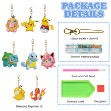 Load image into Gallery viewer, 8Pcs Acrylic Double Sided Pokemon Diamond Painting Keychain for Beginners Adults