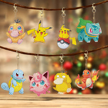 Load image into Gallery viewer, 8Pcs Acrylic Double Sided Pokemon Diamond Painting Keychain for Beginners Adults