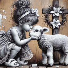 Load image into Gallery viewer, Diamond Painting - Full Round - Girl with cross alpaca (30*30CM)