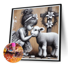 Load image into Gallery viewer, Diamond Painting - Full Round - Girl with cross alpaca (30*30CM)