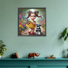 Load image into Gallery viewer, Diamond Painting - Full Round - Garden girl with puppy (30*30CM)