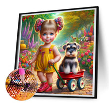Load image into Gallery viewer, Diamond Painting - Full Round - Garden girl with puppy (30*30CM)