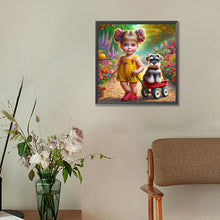 Load image into Gallery viewer, Diamond Painting - Full Round - Garden girl with puppy (30*30CM)