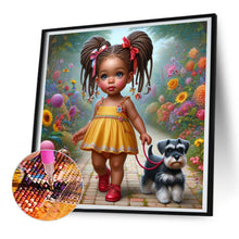 Load image into Gallery viewer, Diamond Painting - Full Round - Garden girl with puppy (30*30CM)