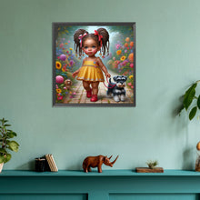 Load image into Gallery viewer, Diamond Painting - Full Round - Garden girl with puppy (30*30CM)