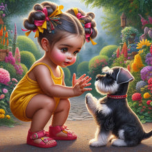 Load image into Gallery viewer, Diamond Painting - Full Round - Garden girl with puppy (30*30CM)