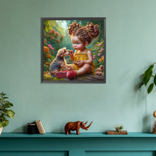Load image into Gallery viewer, Diamond Painting - Full Round - Garden girl with puppy (30*30CM)