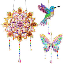 Load image into Gallery viewer, 3Pcs Acrylic Double Sided Flower Animal Hanging Diamond Art Painting Suncatchers