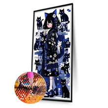 Load image into Gallery viewer, AB Diamond Painting - Full Round - black cat and girl (40*70CM)