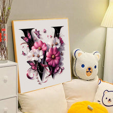 Load image into Gallery viewer, Diamond Painting - Full Round - Black and pink flower letters (40*40CM)