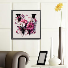 Load image into Gallery viewer, Diamond Painting - Full Round - Black and pink flower letters (40*40CM)