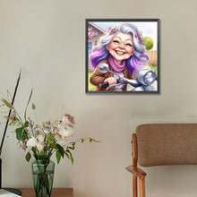 Load image into Gallery viewer, Diamond Painting - Full Round - Happy old lady riding a bicycle (30*30CM)