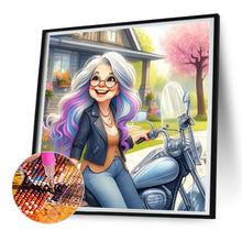 Load image into Gallery viewer, Diamond Painting - Full Round - Happy old lady riding a bicycle (30*30CM)