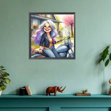 Load image into Gallery viewer, Diamond Painting - Full Round - Happy old lady riding a bicycle (30*30CM)