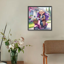 Load image into Gallery viewer, Diamond Painting - Full Round - Happy old lady riding a bicycle (30*30CM)